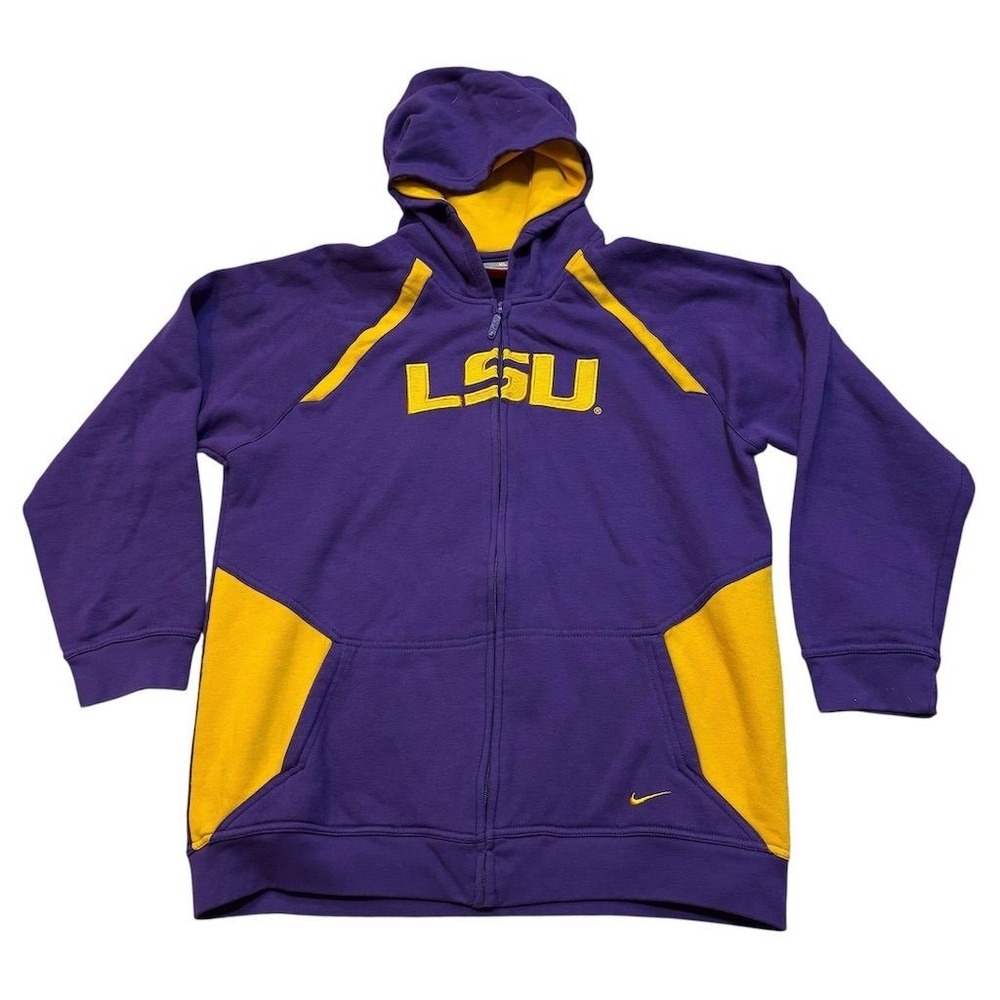 Vintage‎ Nike Team LSU Tigers Men's XL Full-Zip Hoodie Purple/Yellow Graphic